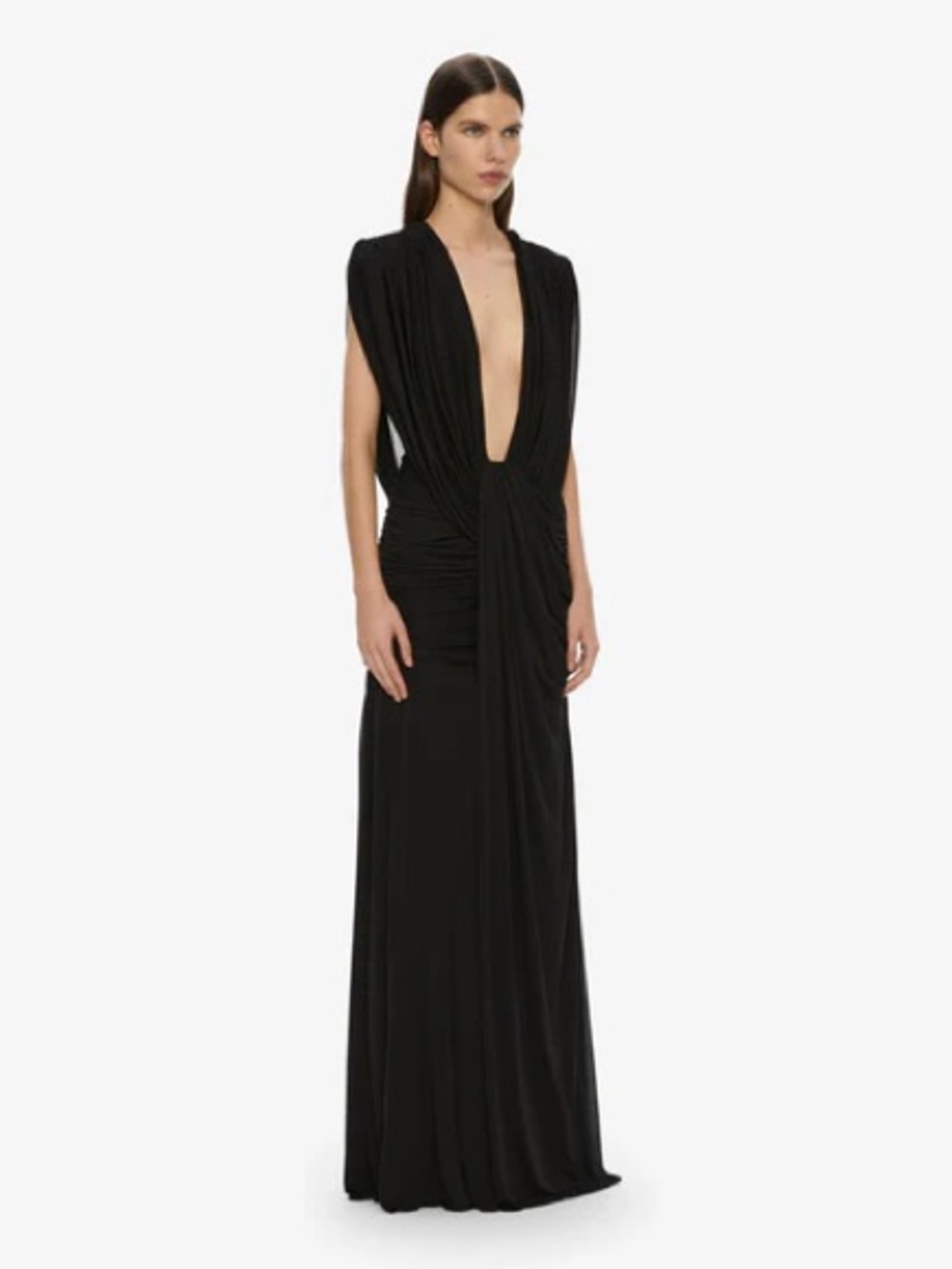Christopher Esber Black Plunging Draped Maxi Gown - Picture 3 of 4